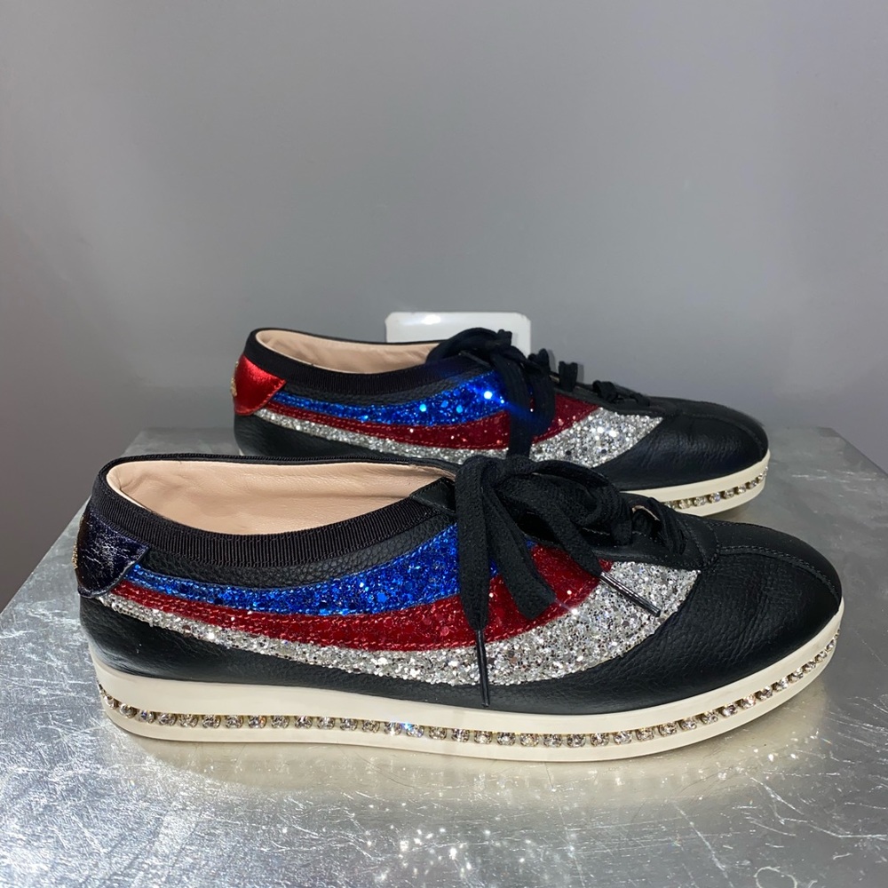 Leather Colorblock Pattern Sneakers - Picture 2 of 6
